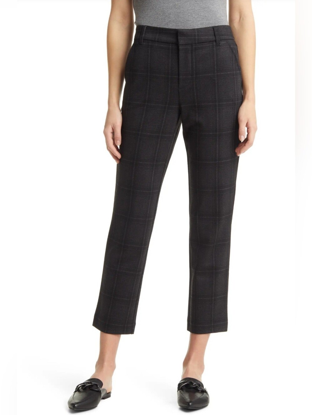 Wit & Wisdom Nordstrom Women's 'Ab' Solution High Waist Crop Pants, Charcoal, 4